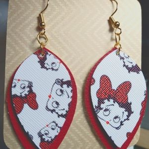 Betty Boop faux leather earrings